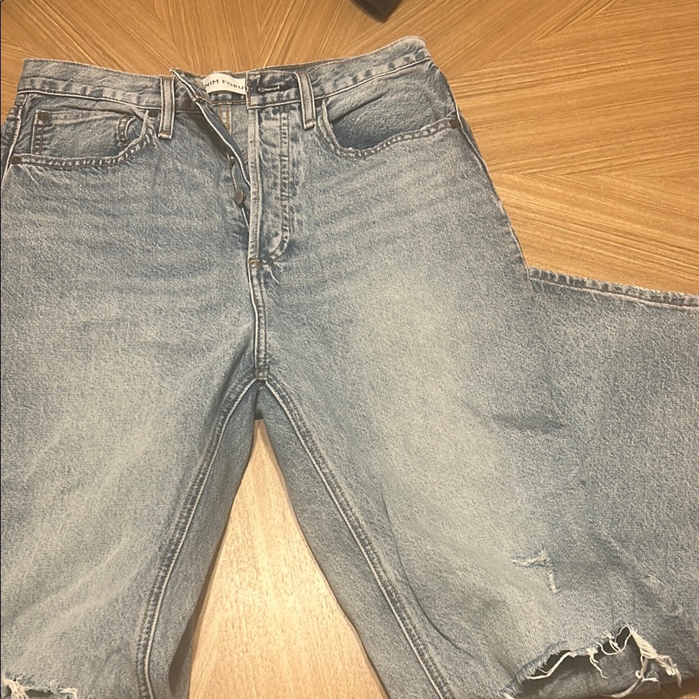 Denim Forum Light Blue Straight Leg Jeans